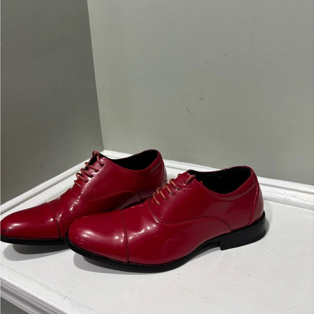 Stacy Adam’s Candy Apple Red Gala Captoe Men's Formal Dress Shoes-size 7.5 - Picture 6 of 10